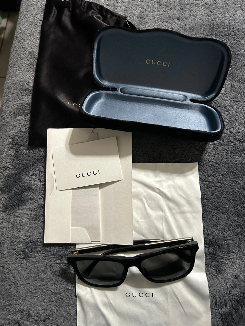Gucci Black Gloss Sunglasses with Dark Lenses